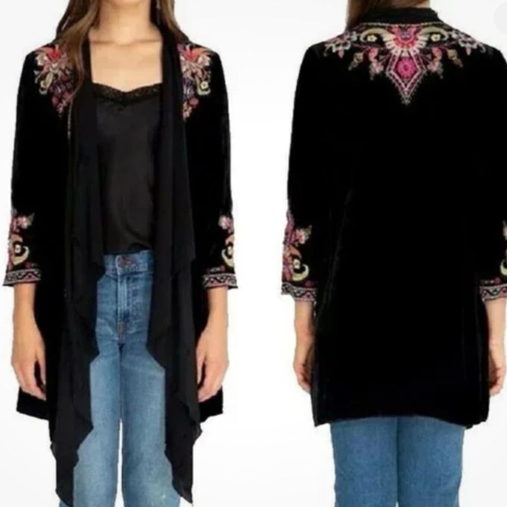 Johnny Was Loana Velvet Georgette Drape Cardigan
BB10